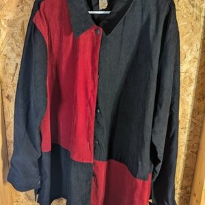 Chic Black and Red Women's Shirt Jacket